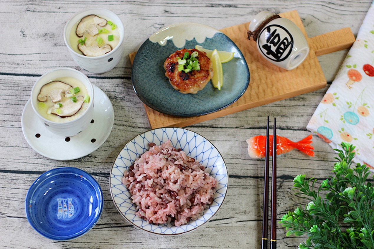 一鍋出一桌：紅豆飯+茶碗蒸+薑汁豬肉排